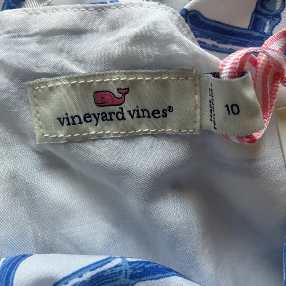 Vineyard Vines Bamboo Lattice Halter Jumpsuit Size 10 Blue White - Picture 10 of 16